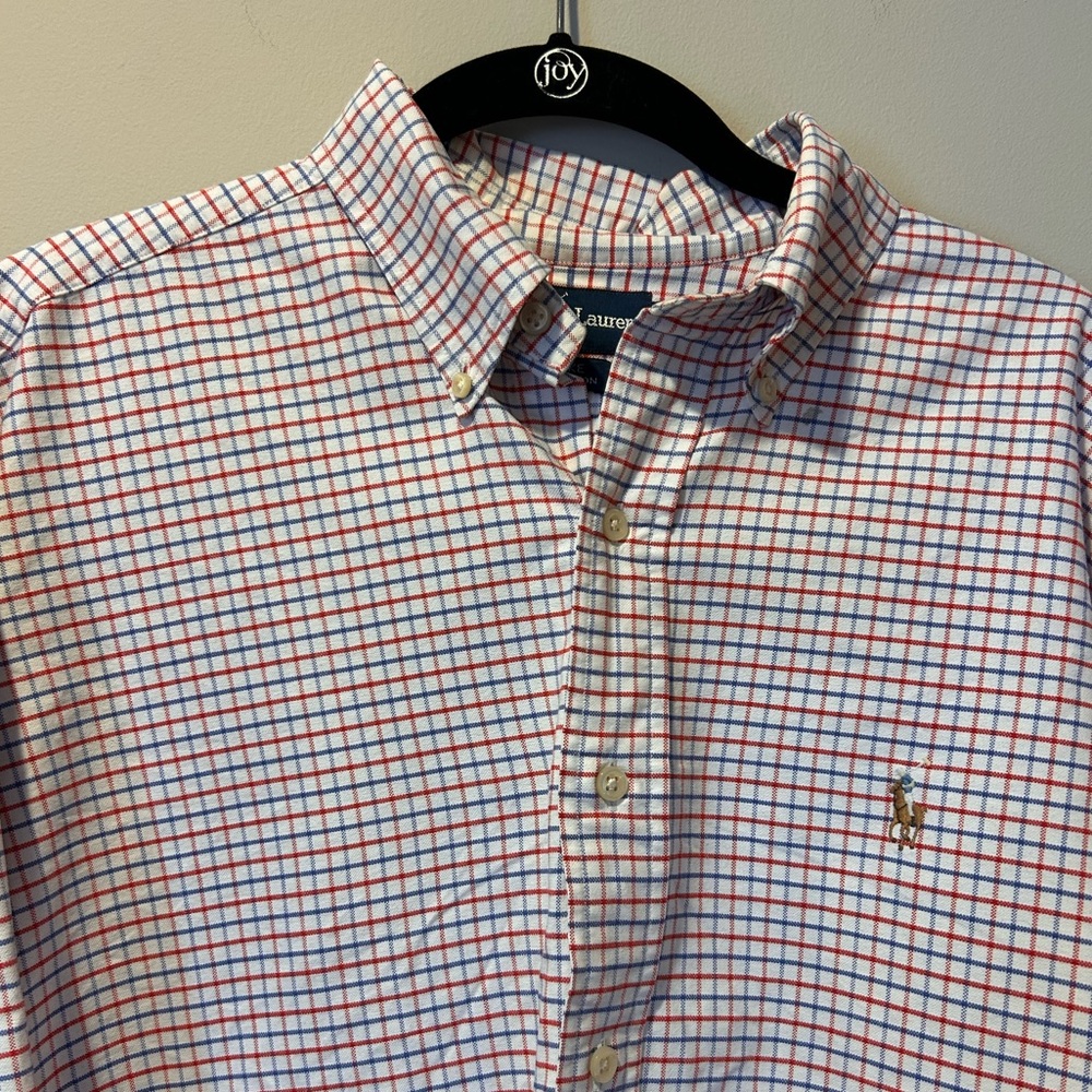 Ralph Lauren Men's‎ Blake Button-Down Gingham Red White Blue Cotton Large READ